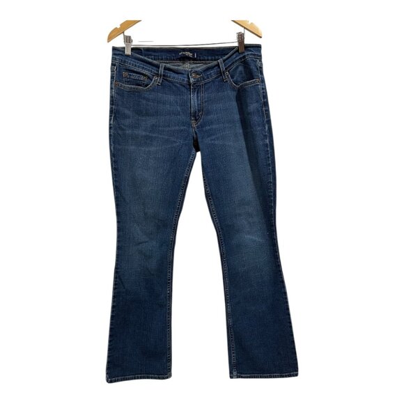 Levi's Women's Too Super Low 524 Bootcut Jeans Size 13 Blue Dark Wash - Picture 2 of 15